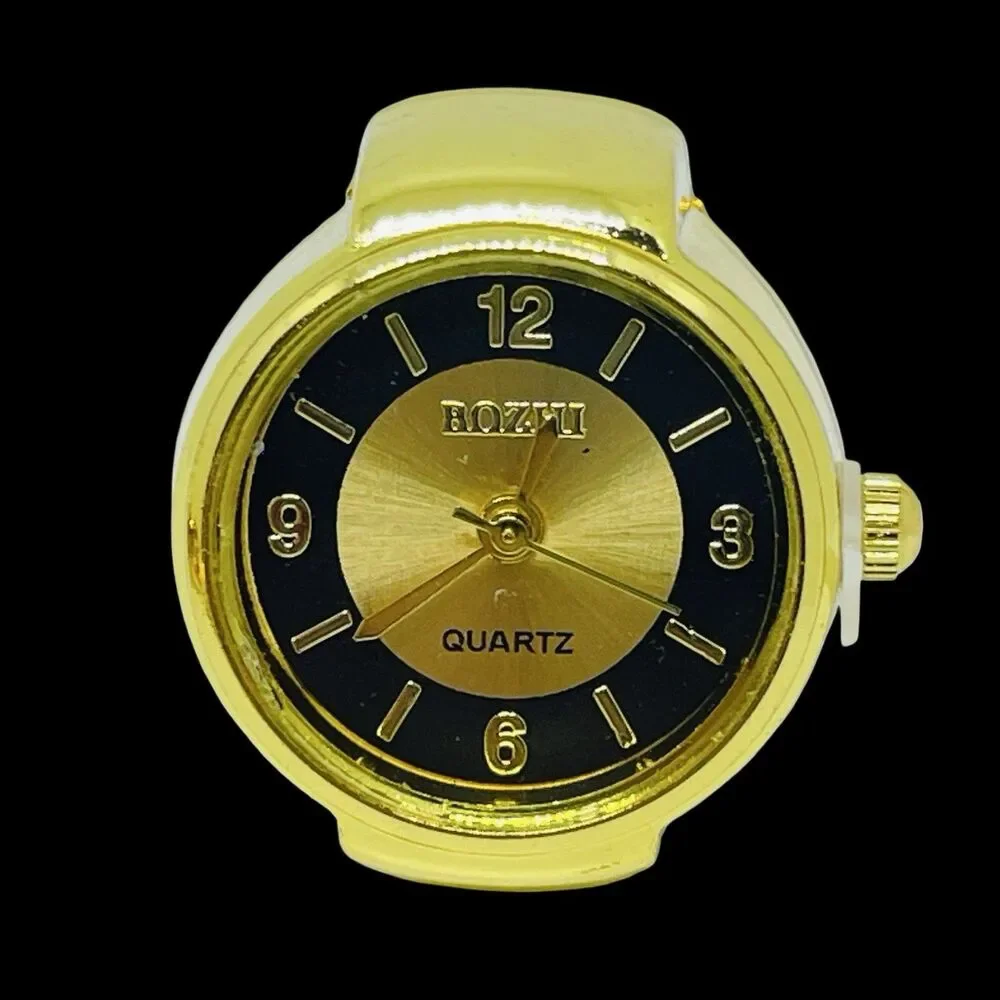BOZHI Ring Watch Gold Design With Crystals New